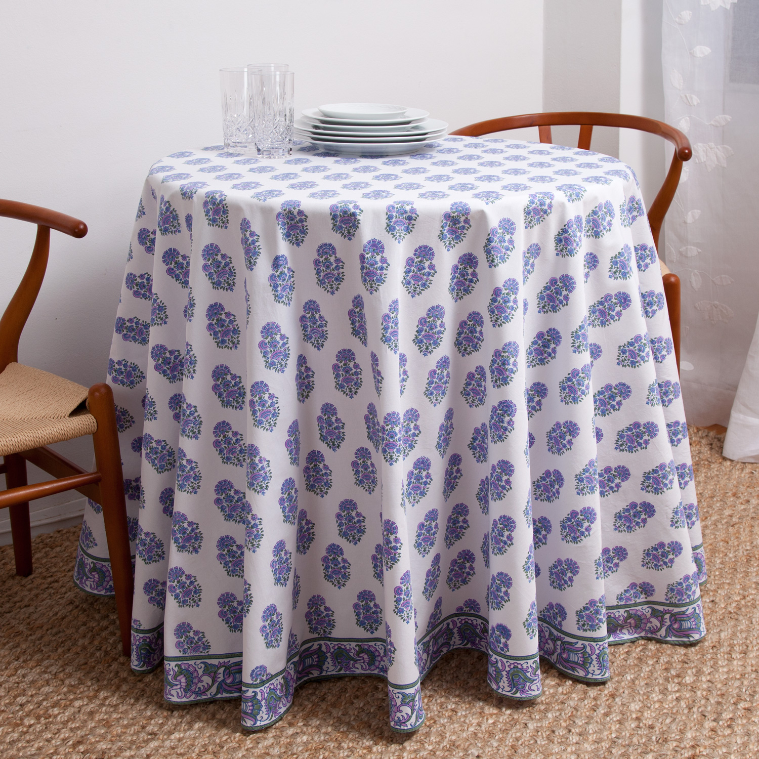 Riya Round Tablecloth - Lavender/Blue